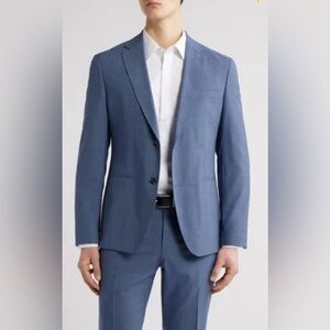 HUGO BOSS Men’s Slim Fit Wool Suit Blue Check Pattern Size 42L